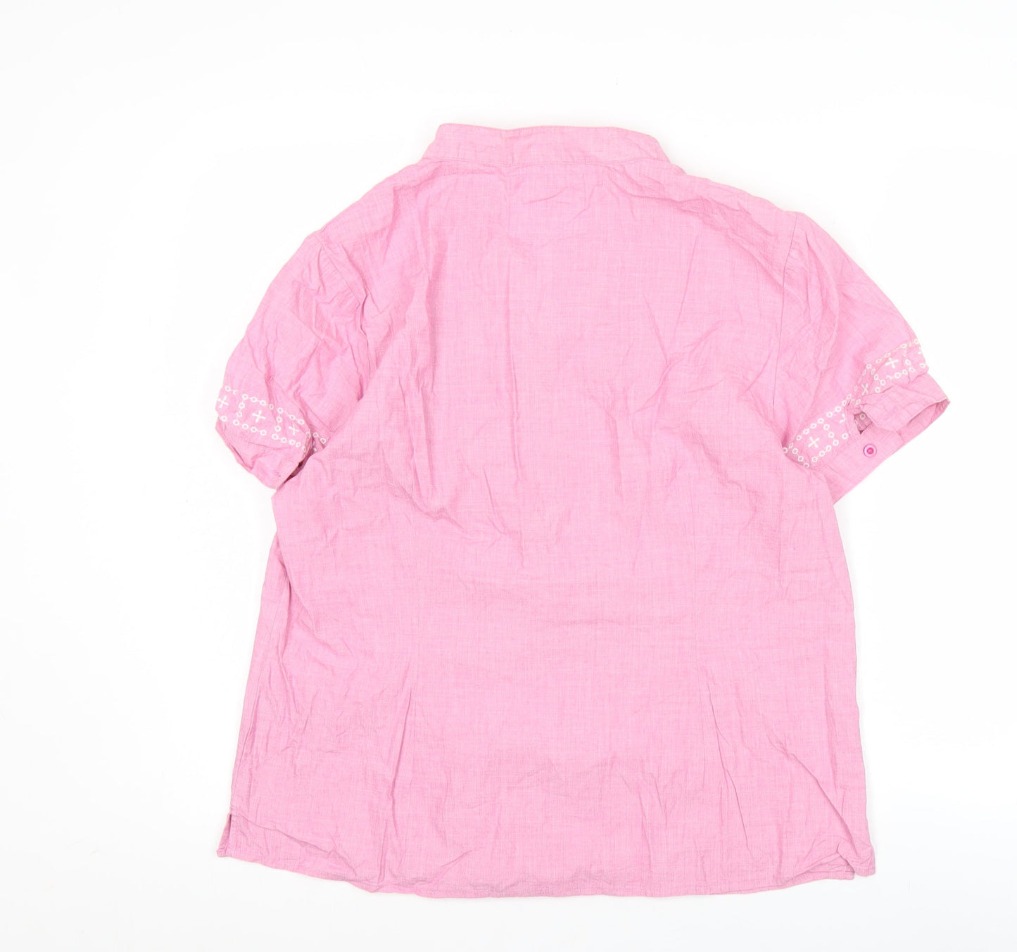 Soya Concept Womens Pink Cotton Tunic Blouse XL Short Sleeve