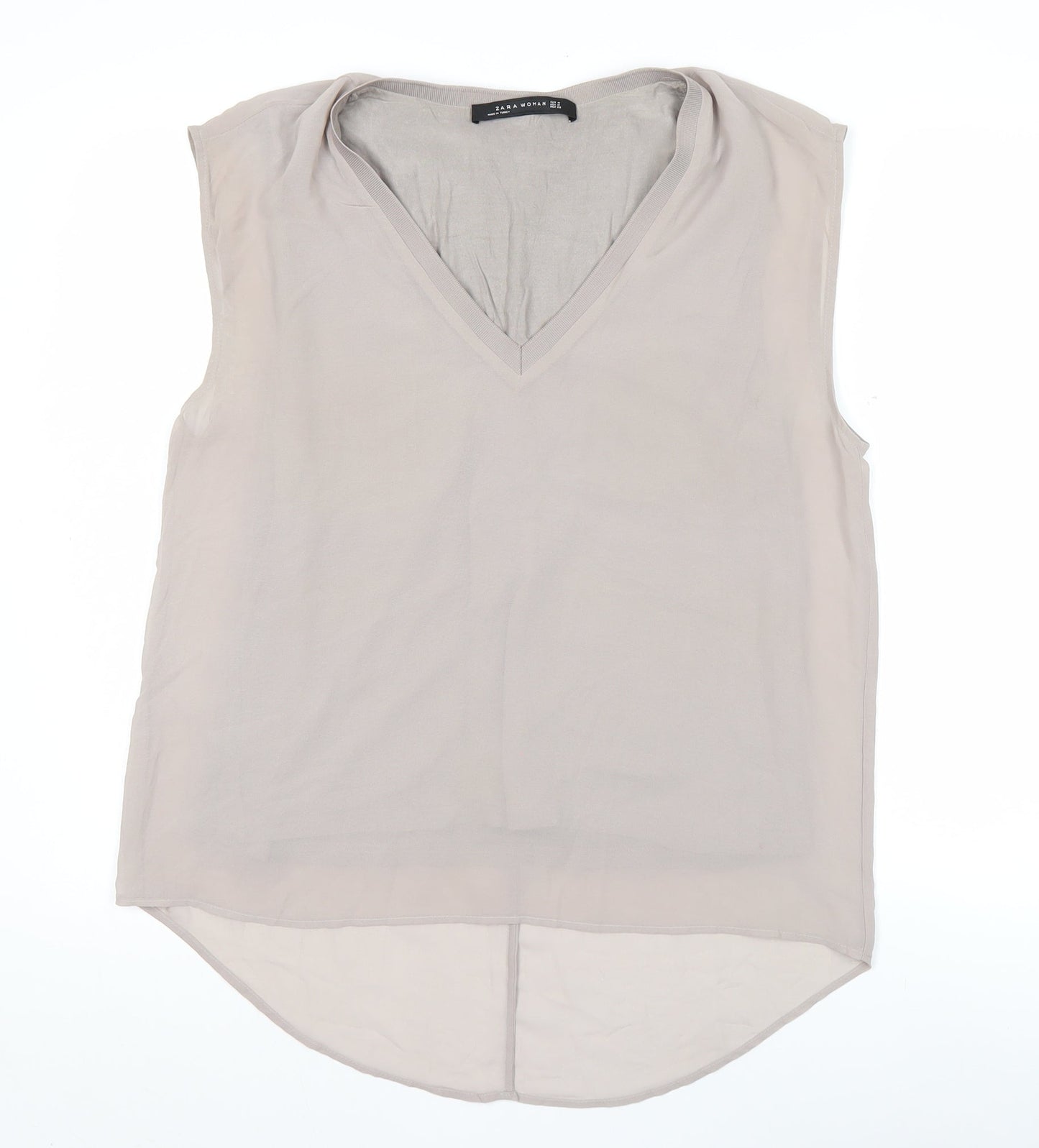 Zara Woman Women’s Beige Sleeveless Tunic Blouse Size 12