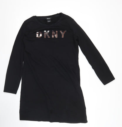 DKNY Women’s Black Sequin Logo T-Shirt Dress Size S
