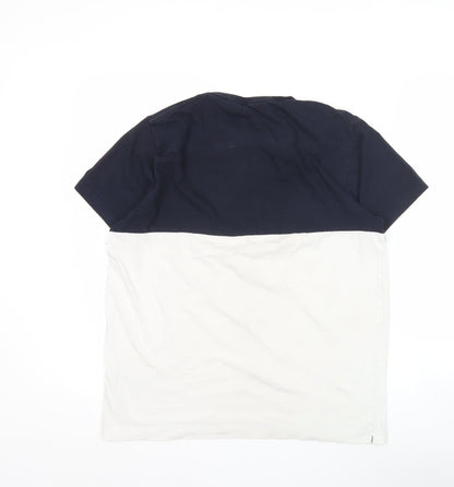 French Connection Men’s Blue White Colourblock T-Shirt Size L