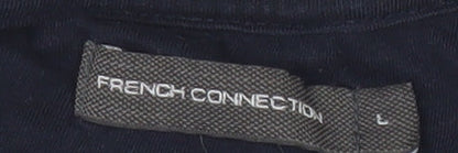 French Connection Men’s Blue White Colourblock T-Shirt Size L
