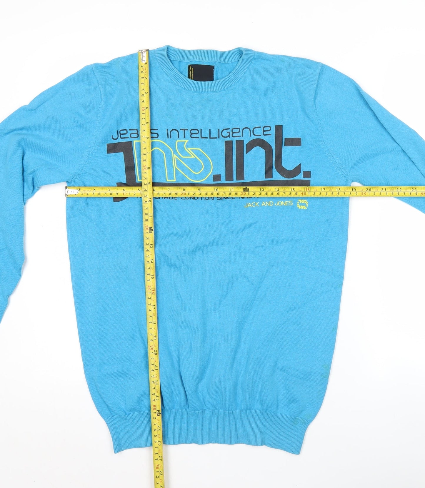 Jack & Jones Men's Blue Medium Crew Neck Pullover Graphic Jumper