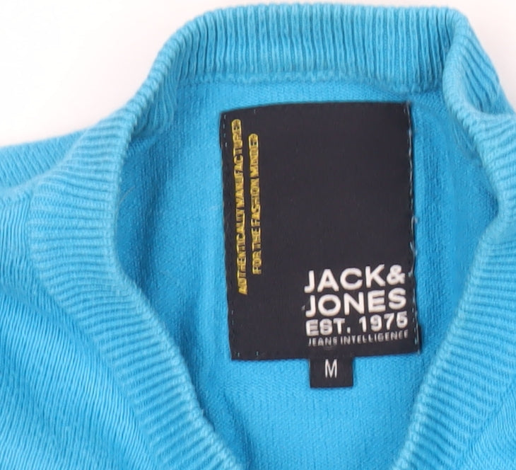 Jack & Jones Men's Blue Medium Crew Neck Pullover Graphic Jumper