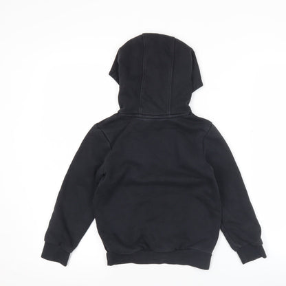 Adidas Boys Black Pullover Hoodie 6-7 Years Cotton Blend Logo Jumper
