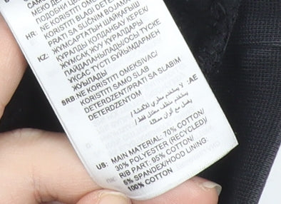 Adidas Boys Black Pullover Hoodie 6-7 Years Cotton Blend Logo Jumper