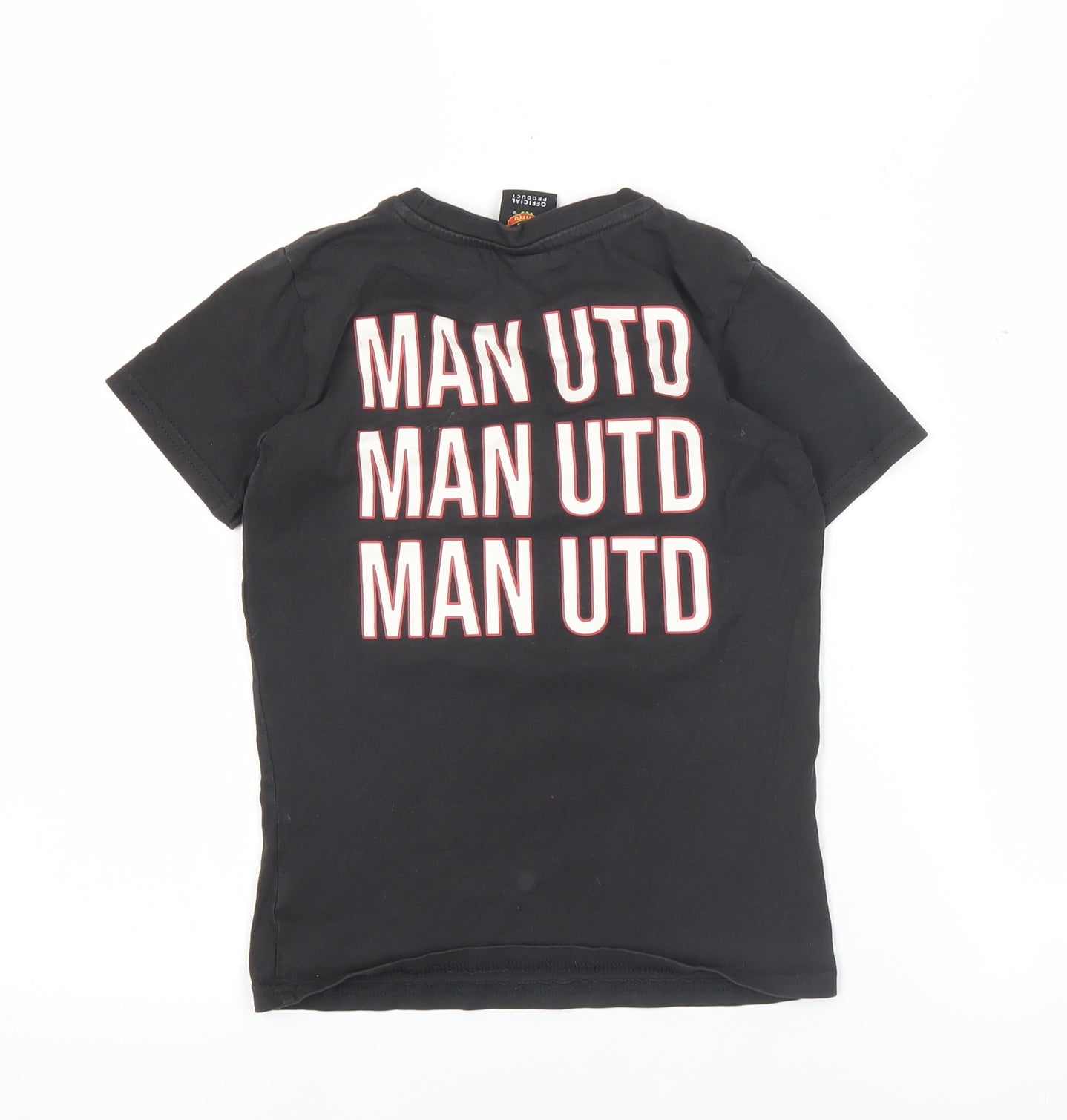 Manchester United Boys Black 6-7 Years Short Sleeve Cotton Football T-Shirt