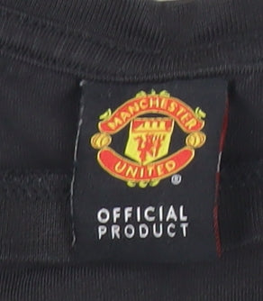 Manchester United Boys Black 6-7 Years Short Sleeve Cotton Football T-Shirt
