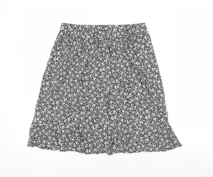 New Look Women's Black Floral Wrap Knee Length Skirt Size 8