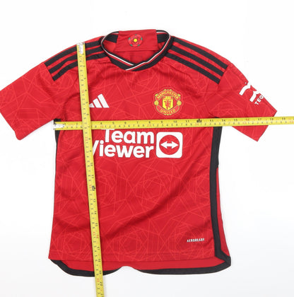 Adidas Boys Red Manchester United Martinez #6 Football Jersey 9-10 Years