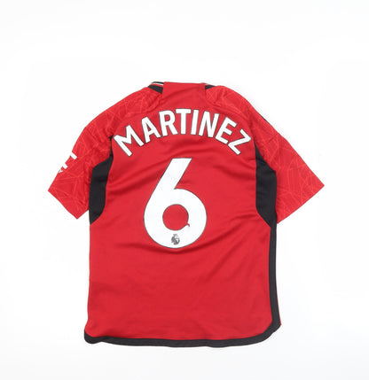 Adidas Boys Red Manchester United Martinez #6 Football Jersey 9-10 Years