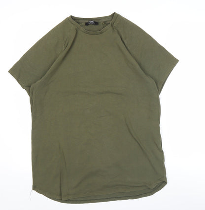 Bershka Men's Green L Crew Neck Short Sleeve T-Shirt