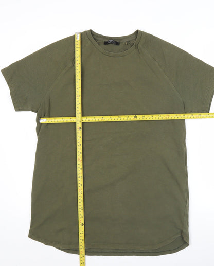 Bershka Men's Green L Crew Neck Short Sleeve T-Shirt