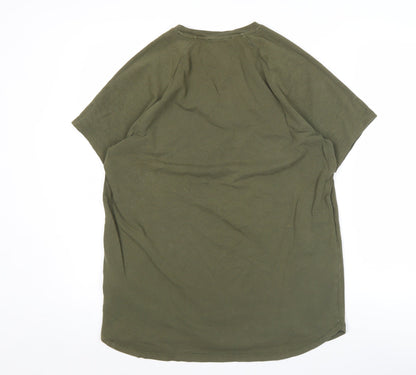 Bershka Men's Green L Crew Neck Short Sleeve T-Shirt