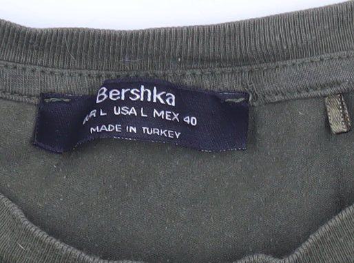 Bershka Men's Green L Crew Neck Short Sleeve T-Shirt