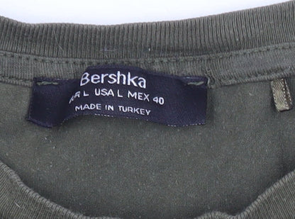 Bershka Men's Green L Crew Neck Short Sleeve T-Shirt