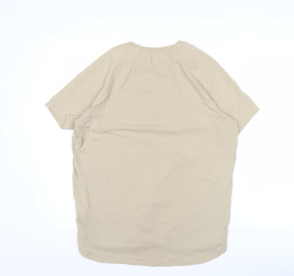 Bershka Men’s Beige Regular Fit Short Sleeve Cotton T-Shirt L