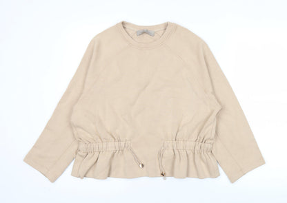 Paul Costelloe Living Women’s Beige Sweatshirt Size 12 Drawstring Hem