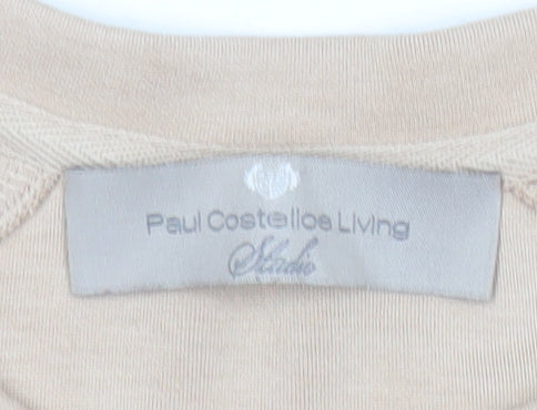 Paul Costelloe Living Women’s Beige Sweatshirt Size 12 Drawstring Hem