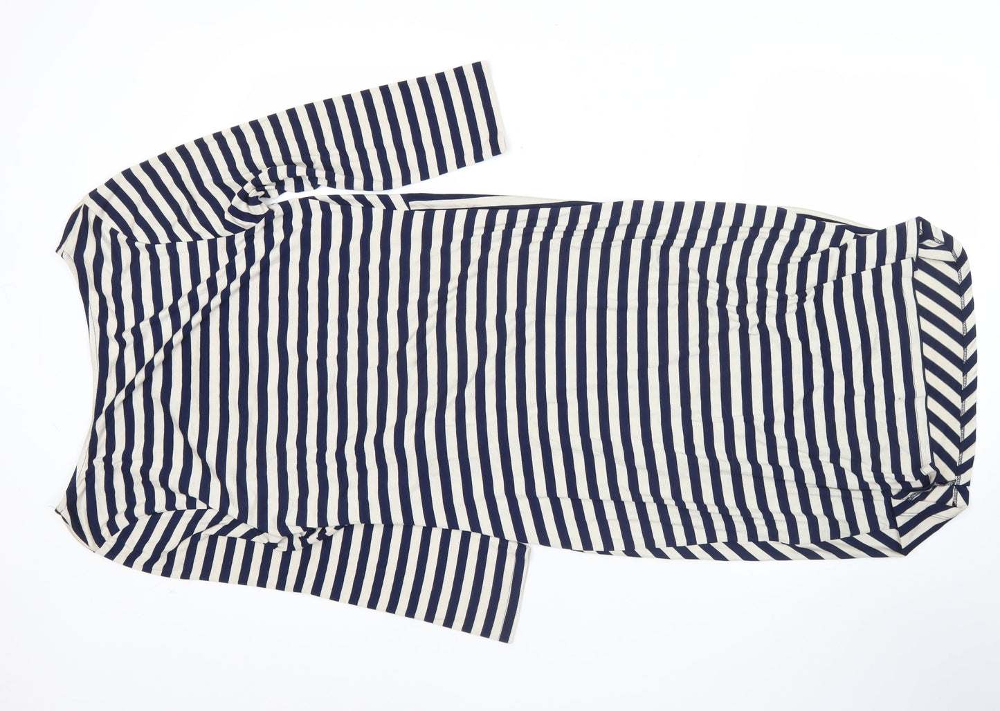 Oasis Women’s Blue Striped Bodycon Dress L Long Sleeve Knee Length