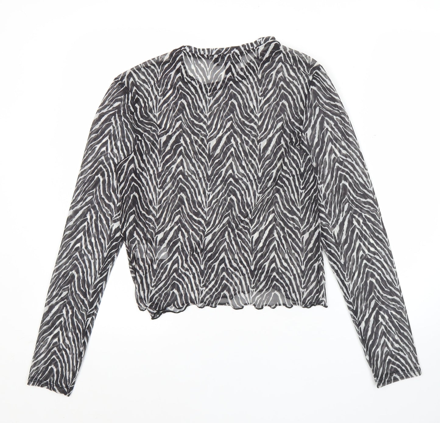 Primark Women’s Black Animal Print Mesh Blouse Size S UK 10/12