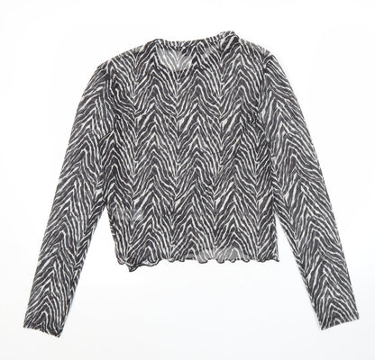Primark Women’s Black Animal Print Mesh Blouse Size S UK 10/12