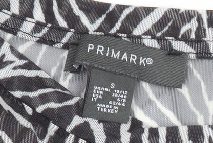Primark Women’s Black Animal Print Mesh Blouse Size S UK 10/12