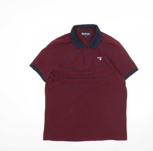 Barbour Men’s Red Polo Shirt Size M Short Sleeve Cotton Casual