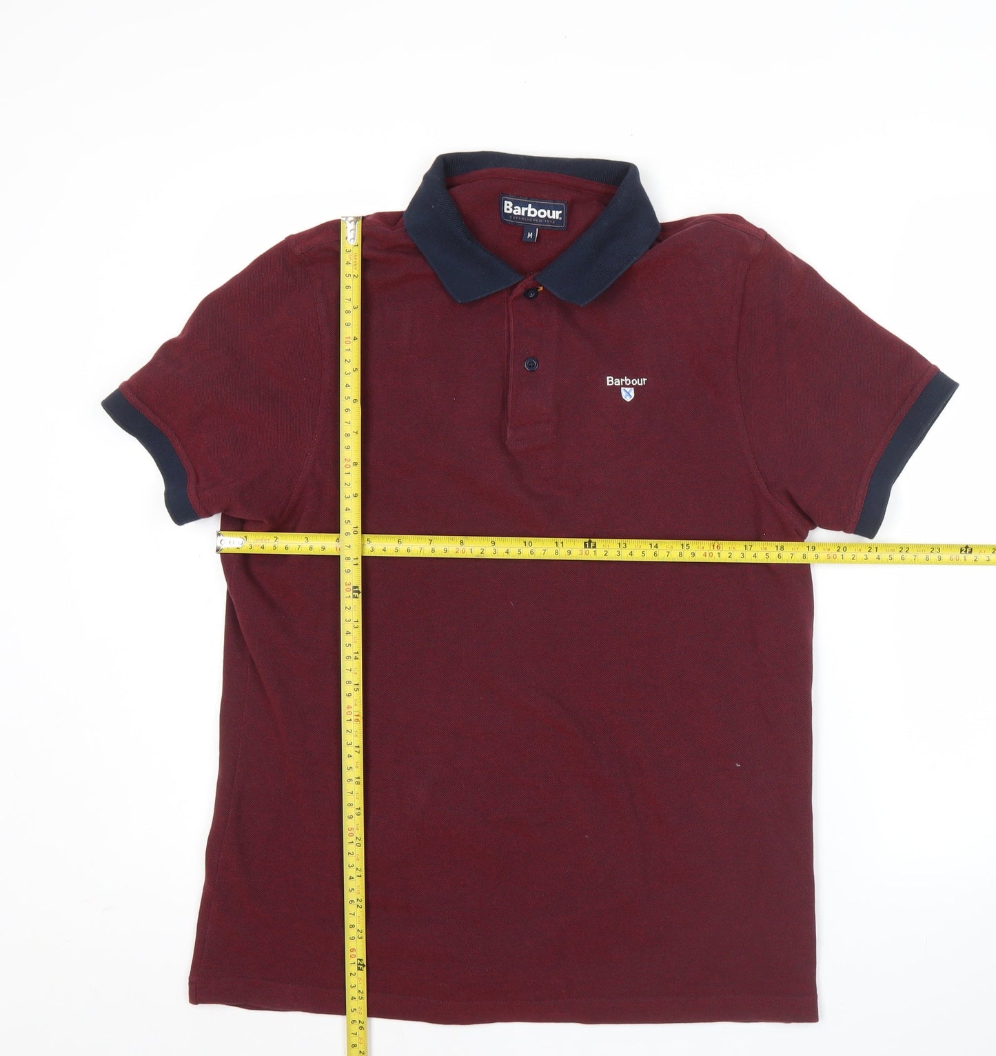 Barbour Men’s Red Polo Shirt Size M Short Sleeve Cotton Casual