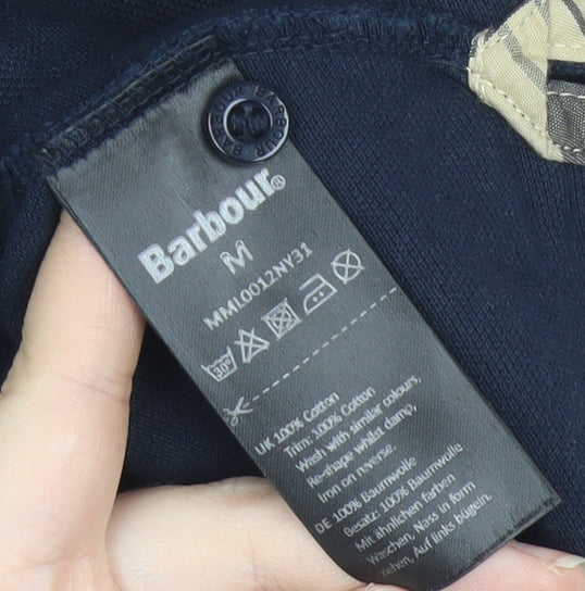 Barbour Men's Navy Blue Polo Shirt M Regular Fit Cotton Casual