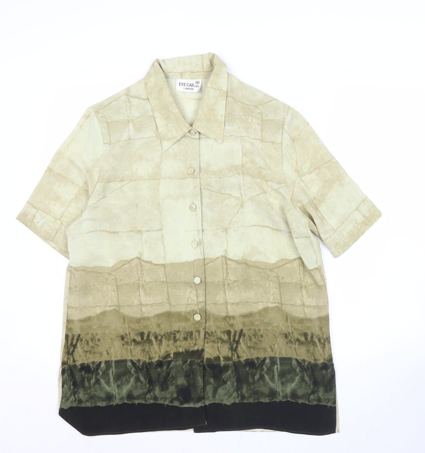 Eye Catch London Women's Beige Green Button-Up Shirt Size 16