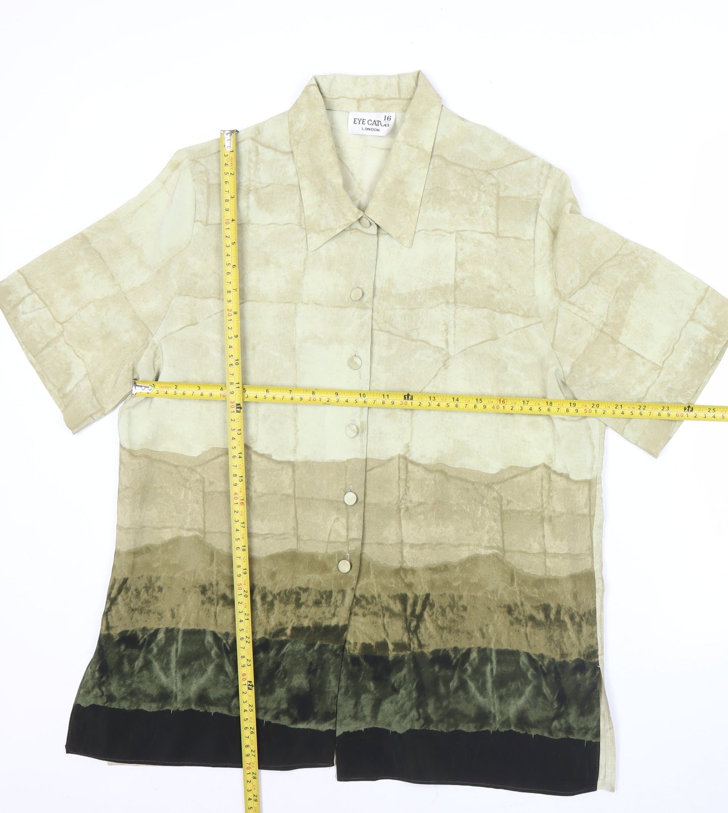 Eye Catch London Women's Beige Green Button-Up Shirt Size 16