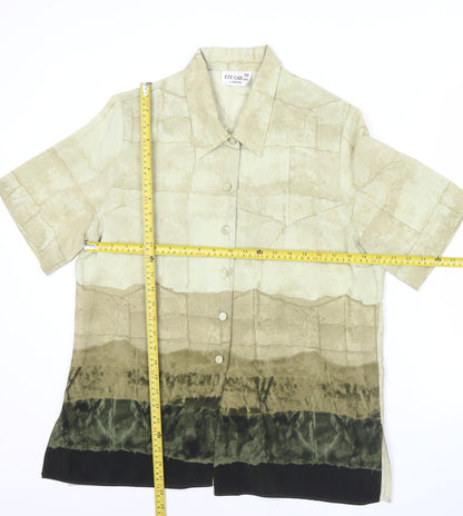 Eye Catch London Women's Beige Green Button-Up Shirt Size 16
