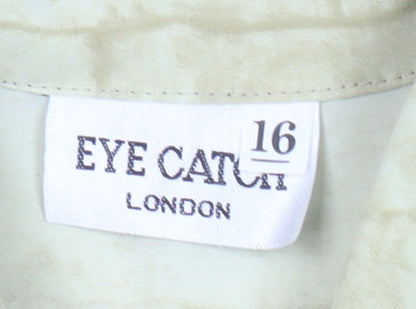 Eye Catch London Women's Beige Green Button-Up Shirt Size 16