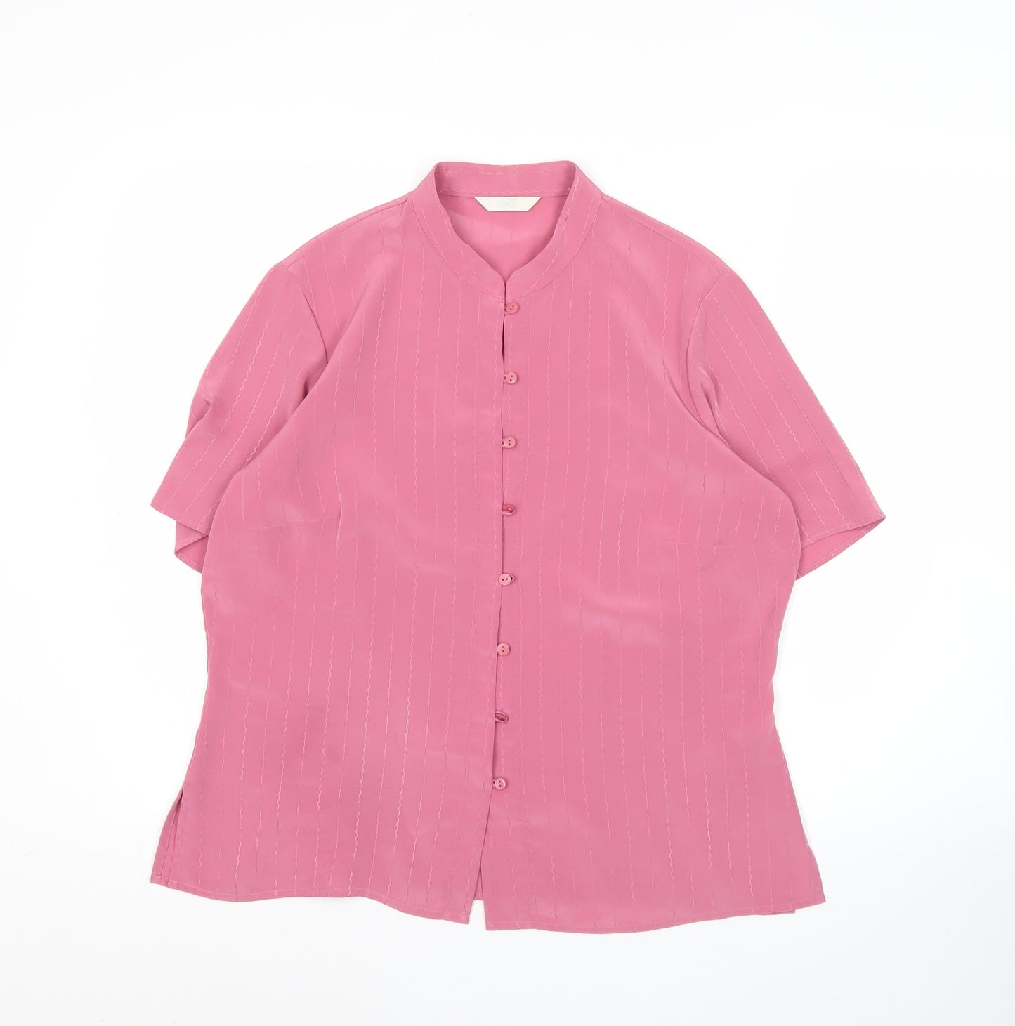Marks and Spencer Women’s Pink Button-Up Shirt UK 14 Short Sleeve