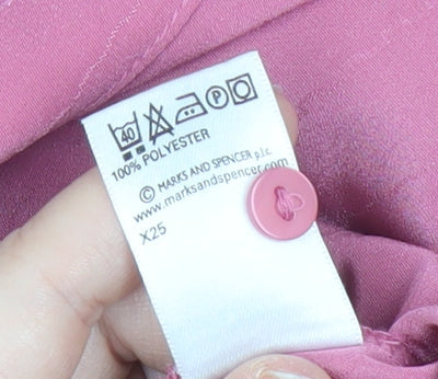 Marks and Spencer Women’s Pink Button-Up Shirt UK 14 Short Sleeve
