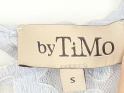 byTiMo Womens Blue Embroidered Tunic Blouse Lace Long Sleeve Size S