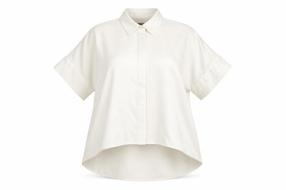 Alice + Olivia Women White XS Collared Button-Up Tunic Shirt Satin