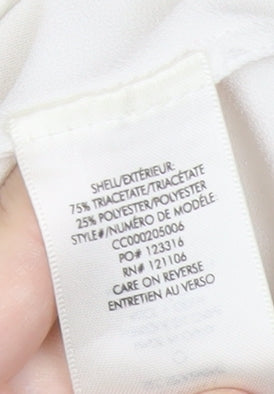 Alice + Olivia Women White XS Collared Button-Up Tunic Shirt Satin
