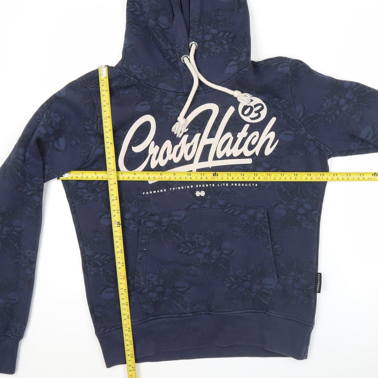 Crosshatch Mens Blue Pullover Hoodie Medium Logo Graphic Floral