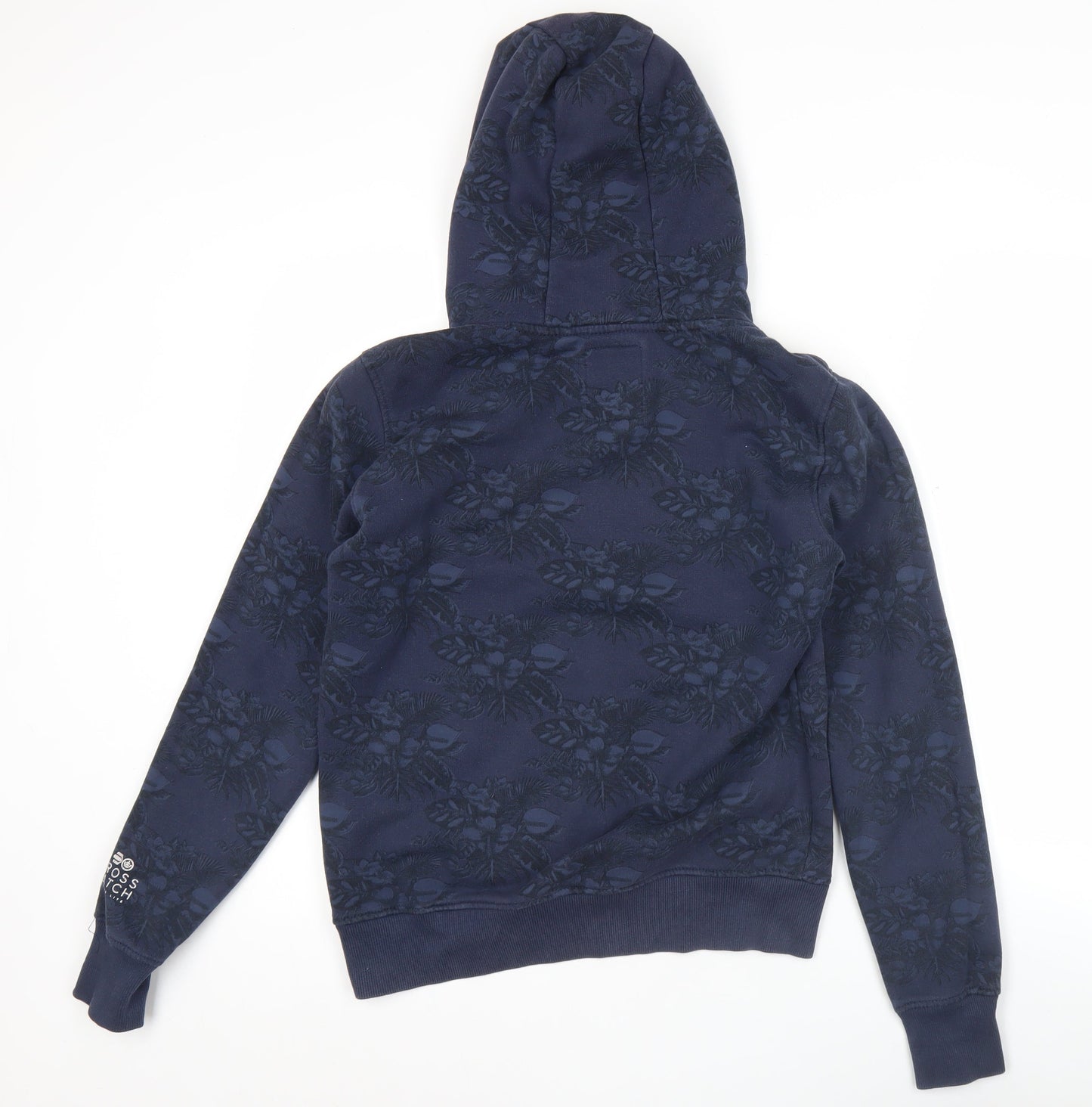 Crosshatch Mens Blue Pullover Hoodie Medium Logo Graphic Floral