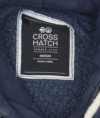 Crosshatch Mens Blue Pullover Hoodie Medium Logo Graphic Floral