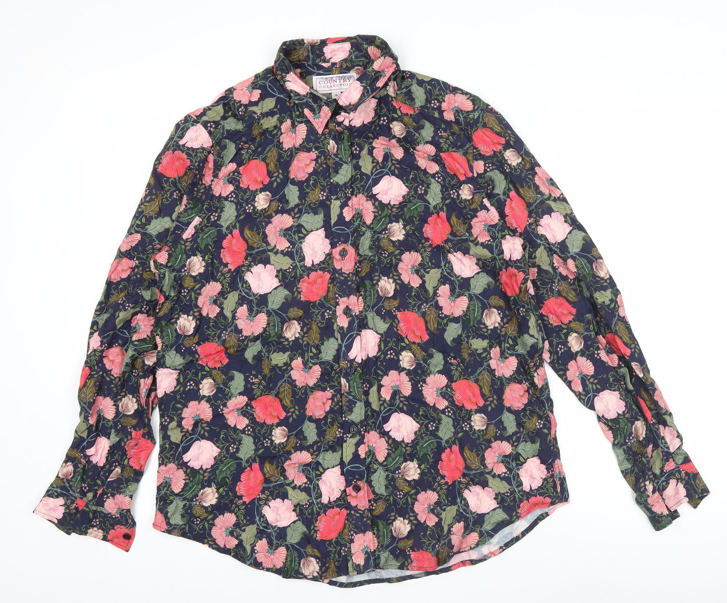Country Collection Men's Multicolour Floral Viscose Shirt Size 16 L/S