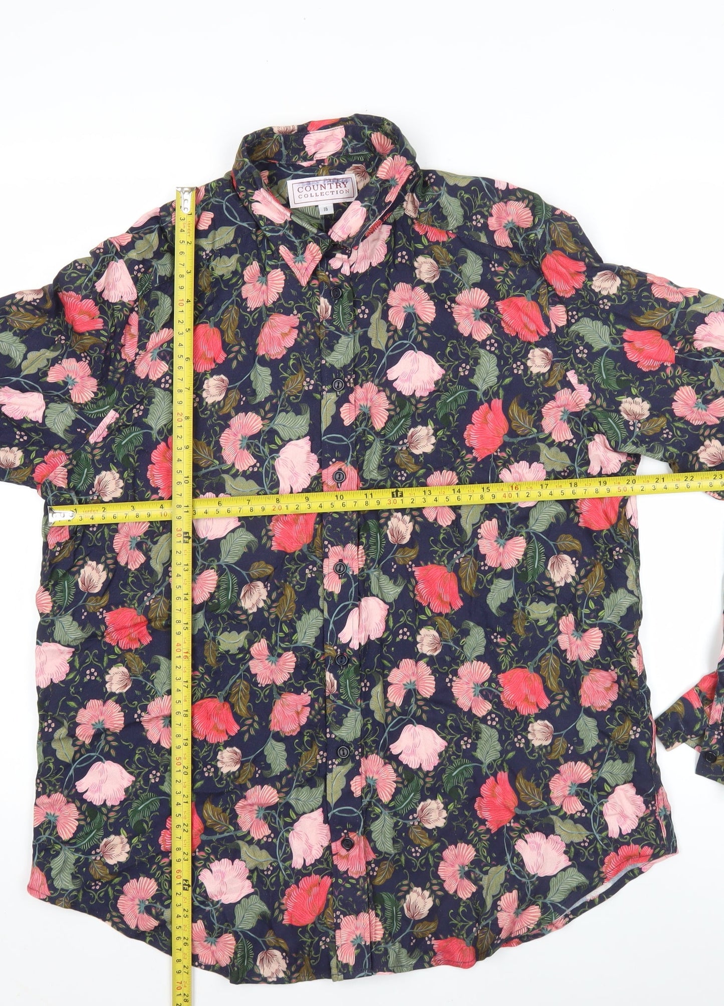Country Collection Men's Multicolour Floral Viscose Shirt Size 16 L/S