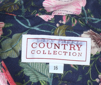 Country Collection Men's Multicolour Floral Viscose Shirt Size 16 L/S