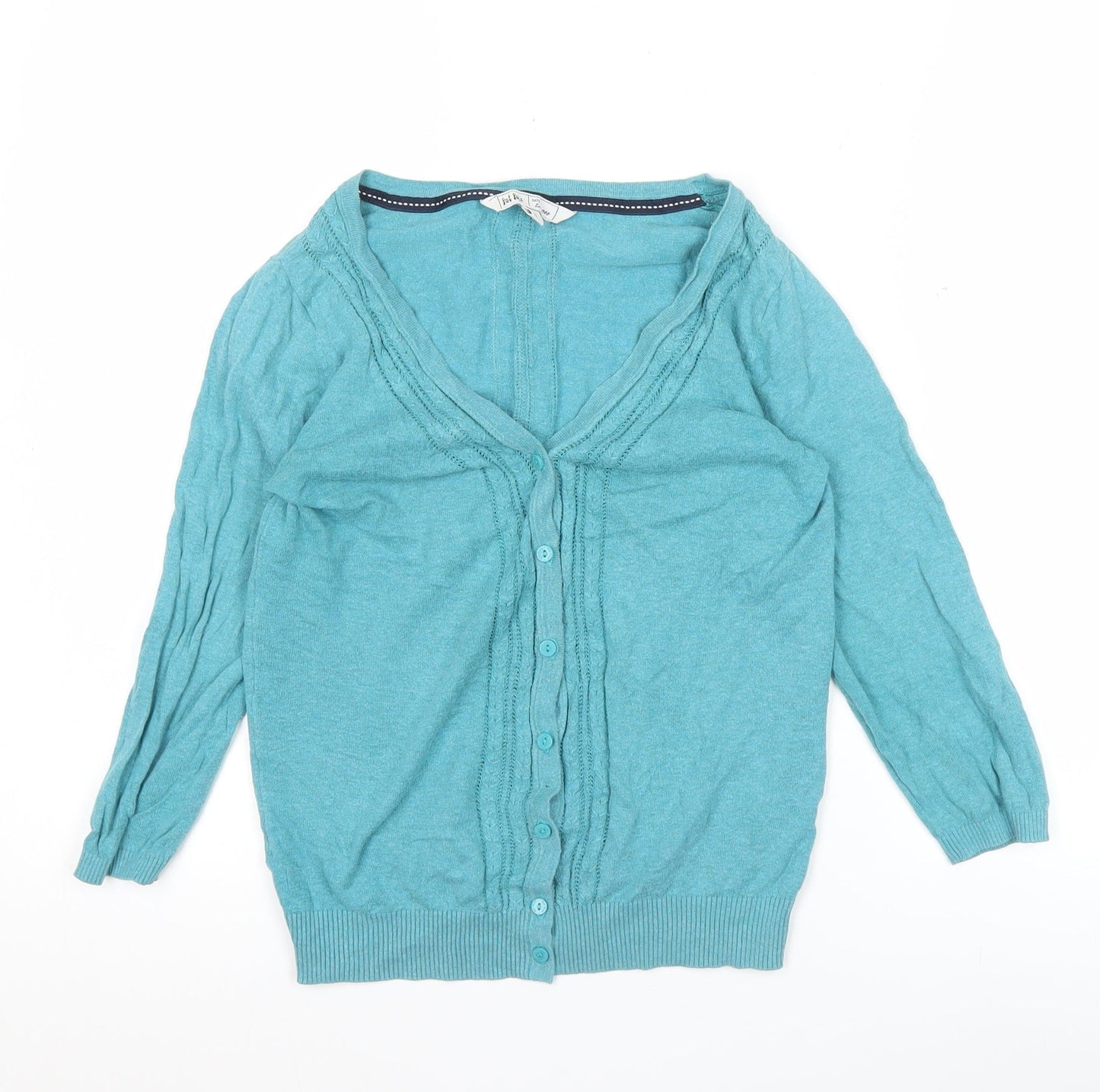 Womens UK Size 8 Fat Face Blue Cardigan Jumper