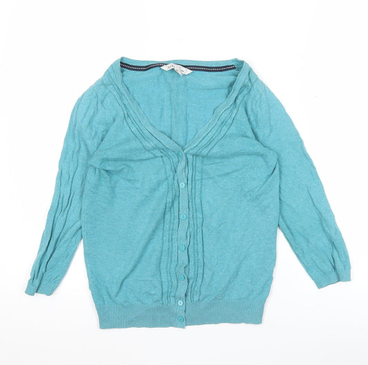 Womens UK Size 8 Fat Face Blue Cardigan Jumper