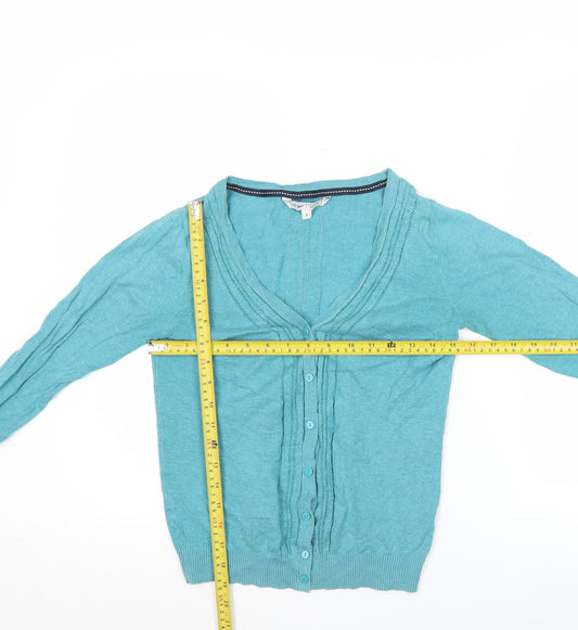 Womens UK Size 8 Fat Face Blue Cardigan Jumper