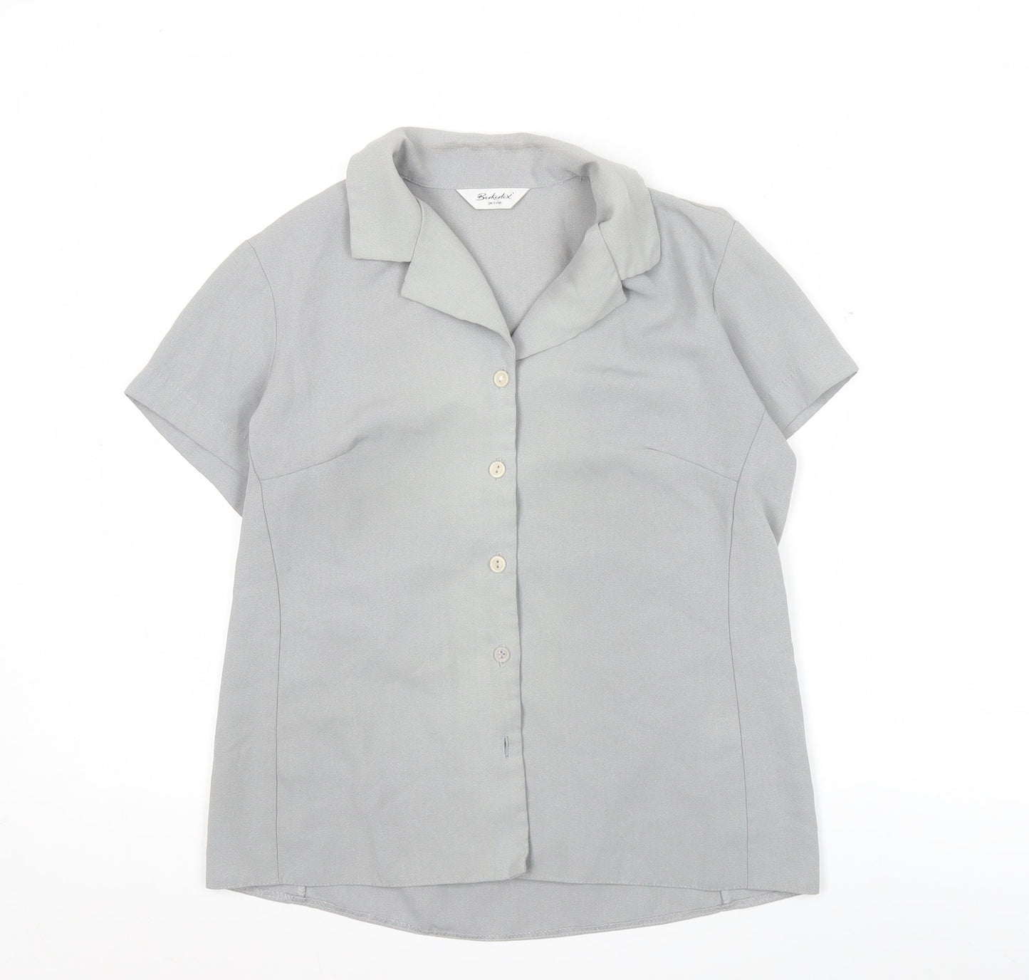 Berkertex Women’s Grey Size 10 Petite Button-Up Short Sleeve Blouse