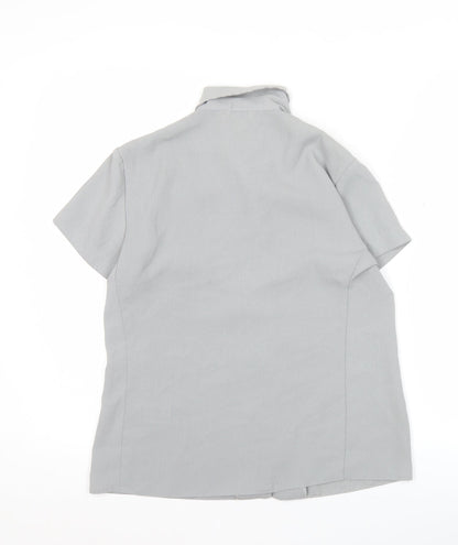 Berkertex Women’s Grey Size 10 Petite Button-Up Short Sleeve Blouse