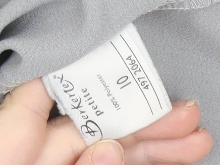 Berkertex Women’s Grey Size 10 Petite Button-Up Short Sleeve Blouse